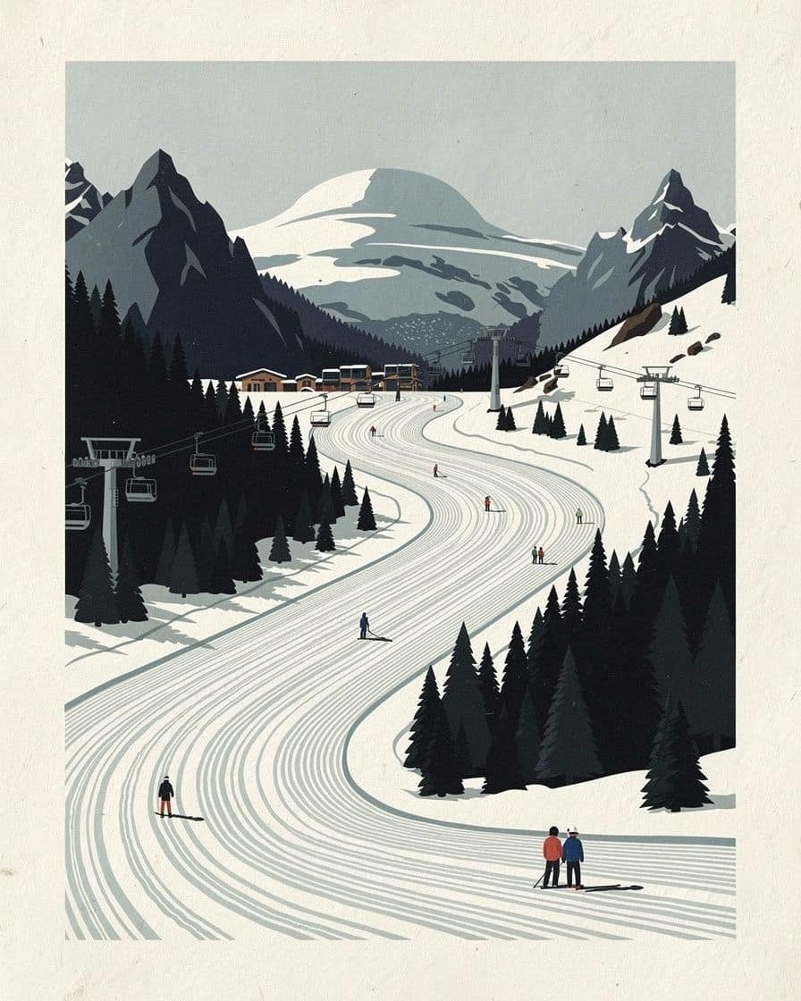 Illustration&nbsp;: Pistes enneigées du Brévent au-dessus de la ville de Chamonix, la vallée et le massif du Mont-Blanc en face sous le soleil
