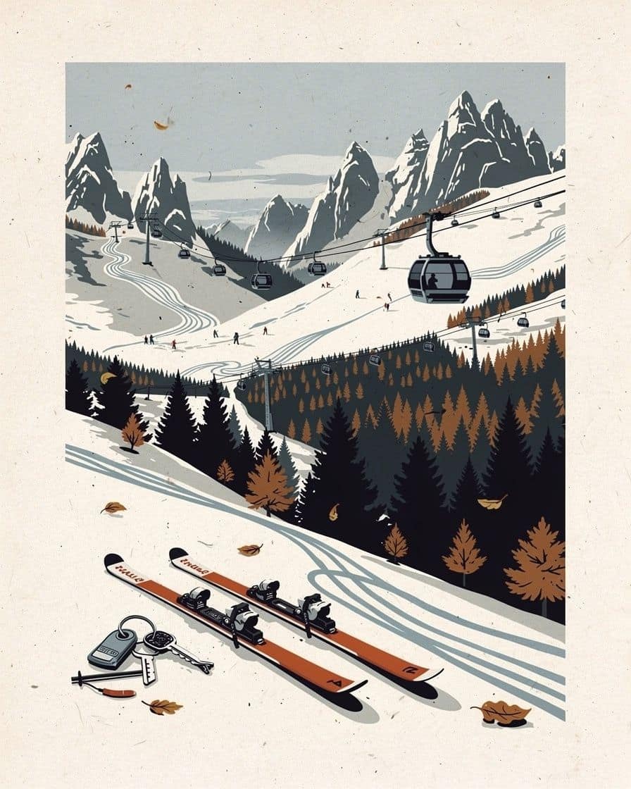 Illustration&nbsp;: Détecteur de victimes d'avalanche, pelle et sonde posés sur la neige, skis de randonnée avec peaux de phoque à côté